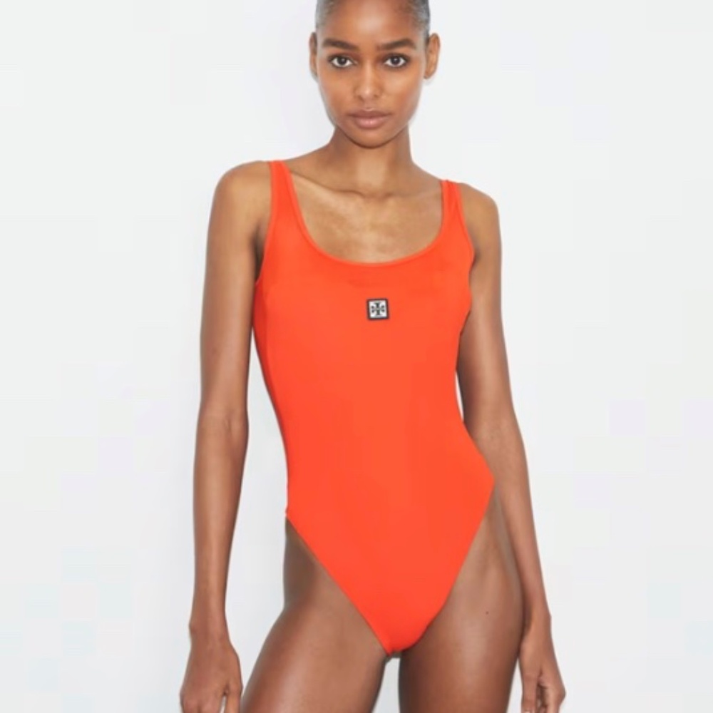 New Tory Burch Mesh Tank Swimsuit – Size Small, Deep Poppy Red